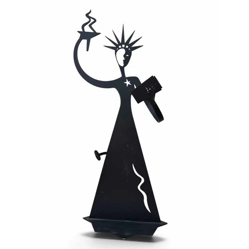 Vintage 1776 Statue of Liberty Metal Wine Bottle Holder Barware NY 17